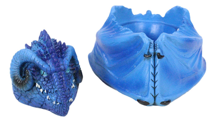 Ebros Gift Blue Hibernating Gehena Dragon Small Stash Decorative Jewelry Box Figurine