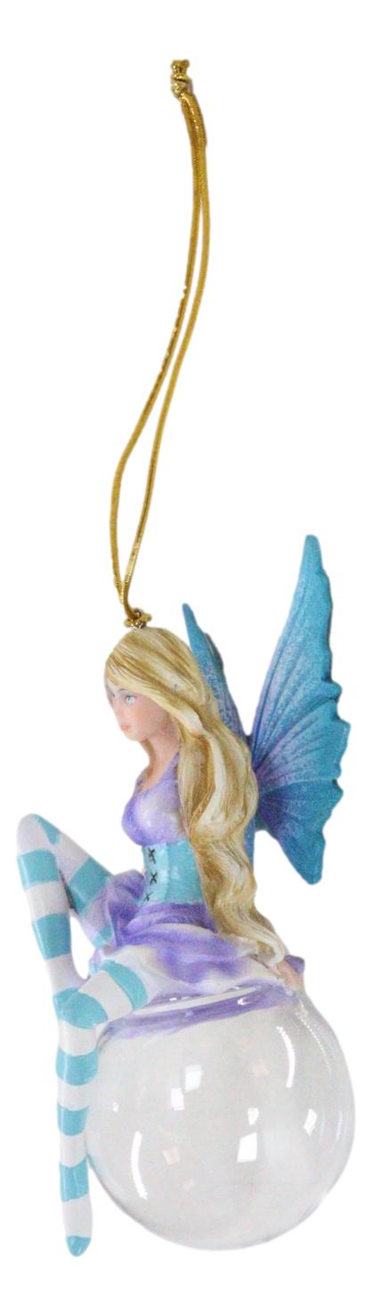 Ebros Gift Blue Hyacinth Bubble Rider Fairy Hanging Ornament Amy Brown Holiday Collection