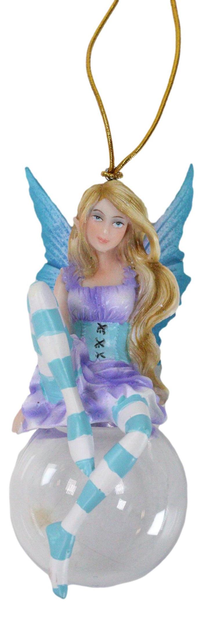 ebros gift Blue Hyacinth Bubble Rider Fairy Hanging Ornament Amy Brown Holiday Collection