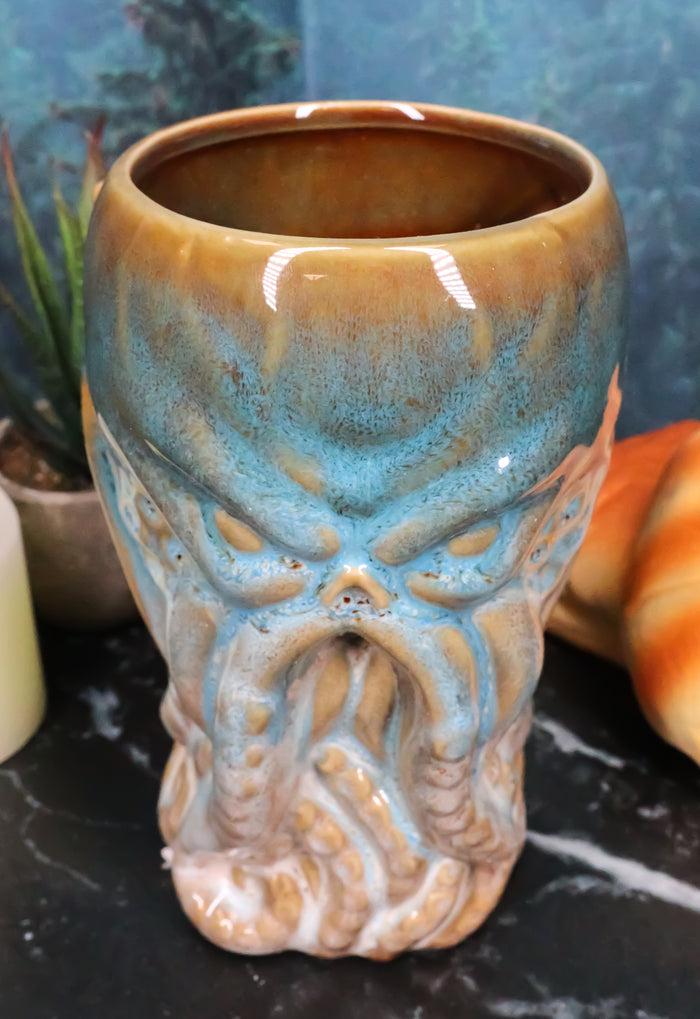 Ebros Gift Blue Nautical Cthulhu Cosmic Monster Octopus Kraken Ceramic Tall Pint Mug Cup