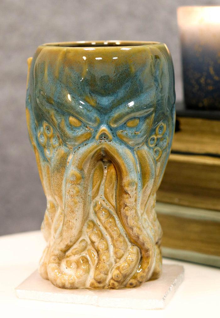 ebros gift Blue Nautical Cthulhu Cosmic Monster Octopus Kraken Ceramic Tall Pint Mug Cup