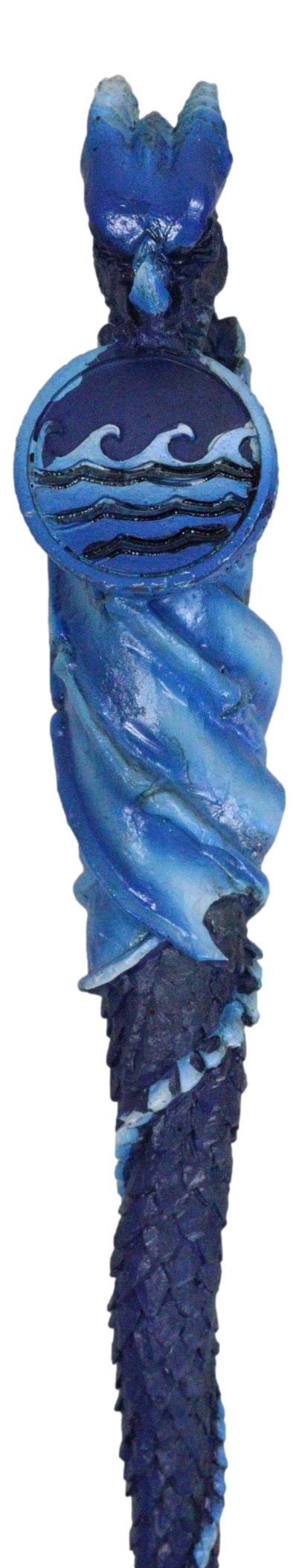 Ebros Gift Blue Water Ocean Wave Drake Elemental Dragon Fantasy Cosplay Magic Wand 14" L