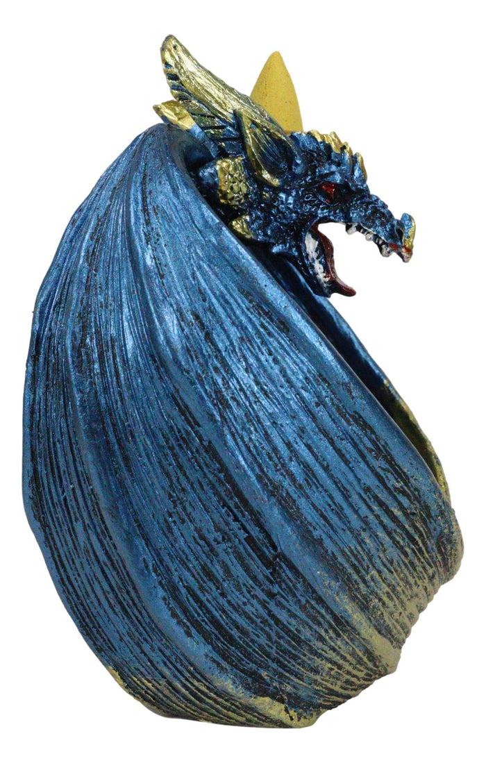 Ebros Gift Blue Wise Dragon Guarding LED Light Crystals Smoky Backflow Cone Incense Burner