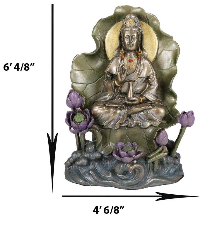 Ebros Gift Bodhisattva Buddha Kuan Yin Seated On Lotus In Meditation Sculpture Statue