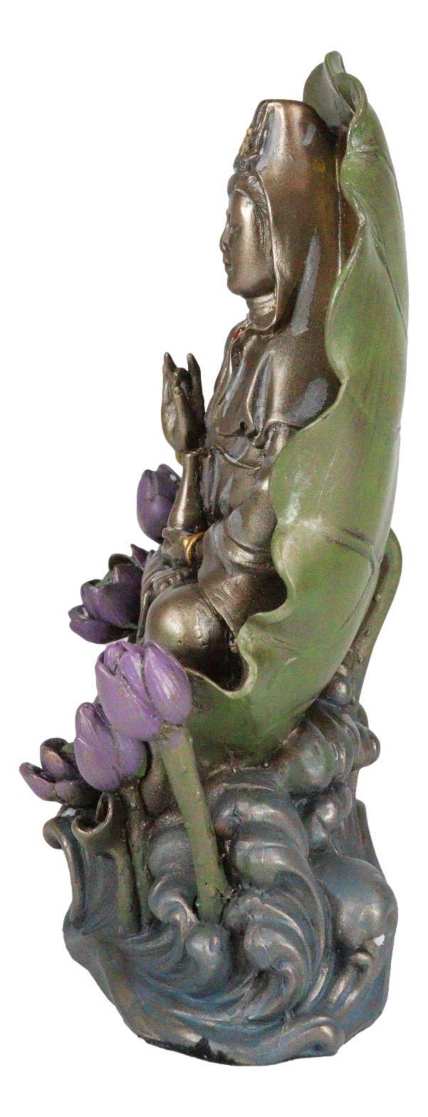 Ebros Gift Bodhisattva Buddha Kuan Yin Seated On Lotus In Meditation Sculpture Statue