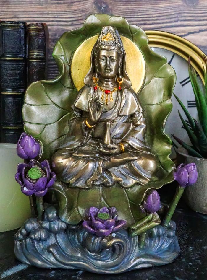 ebros gift Bodhisattva Buddha Kuan Yin Seated on Lotus In Meditation Sculpture Statue