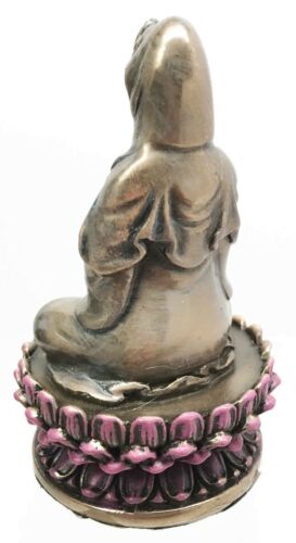 Ebros Gift Bodhisattva GuanYin Goddess Meditating On Lotus Throne Small Figurine Kuan Yin