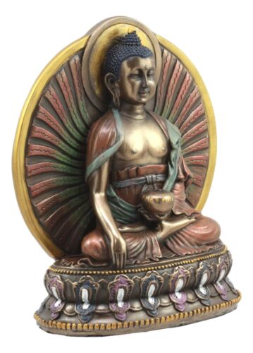 Ebros Gift Bodhisattva Shakyamuni Meditating Buddha On Lotus Throne With Fire Sun Disc