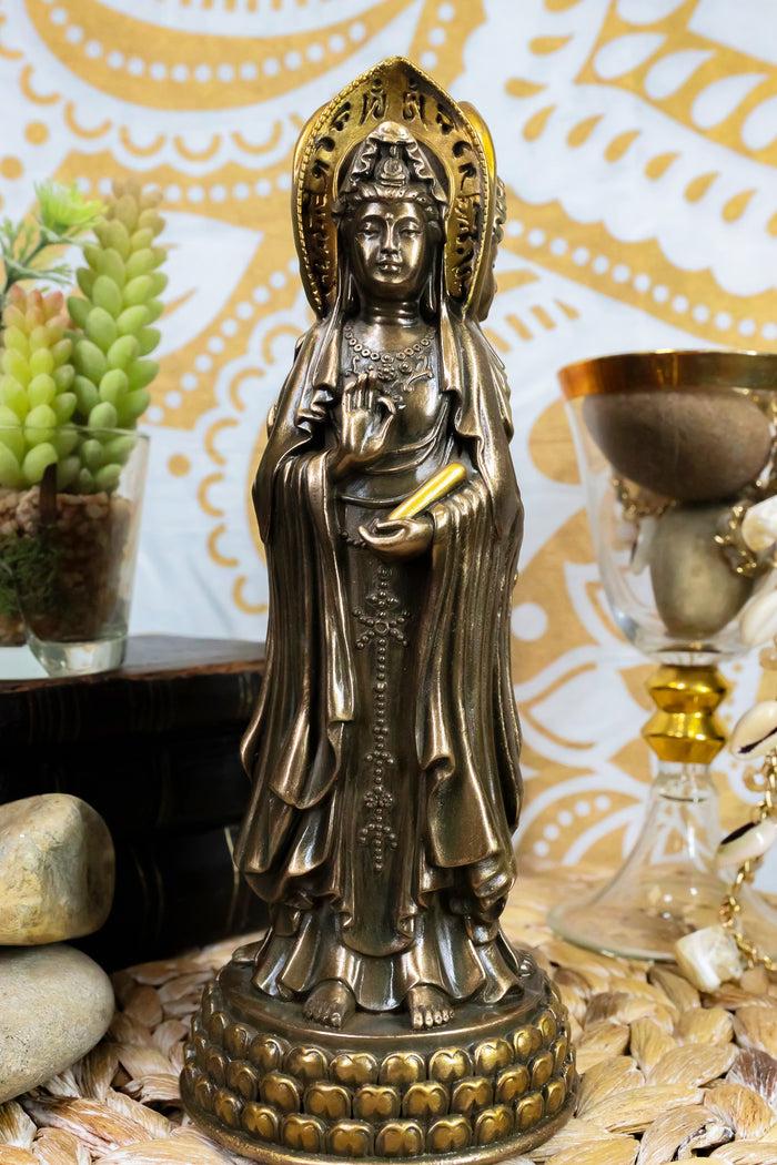 Ebros Gift Bodhisattva Three Sided Kuan Yin Buddha Goddess Love Mercy Compassion Figurine