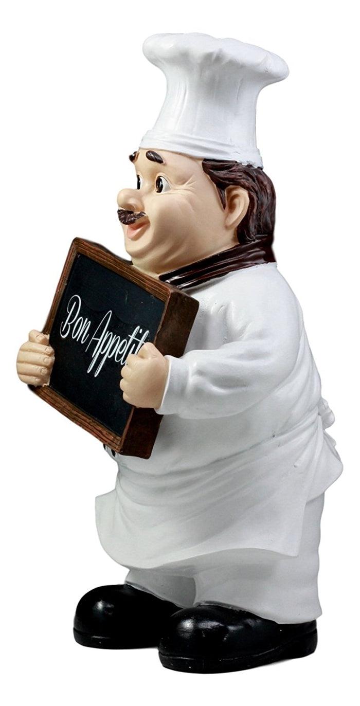 Ebros Gift Bon Appetit French Bistro Chef Pierre Holding Sign Kitchen Welcome Figurine 12"H