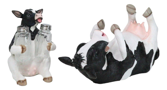Ebros Gift Bovine Brew And Moo Spice Wine Bottle And Salt Pepper Holder Set Decorative