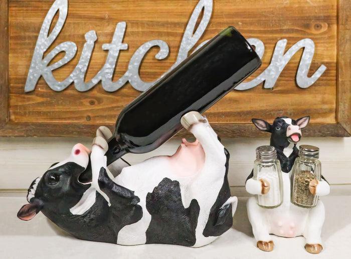 ebros gift Bovine Brew And Moo Spice Wine Bottle And Salt Pepper Holder Set Decorative