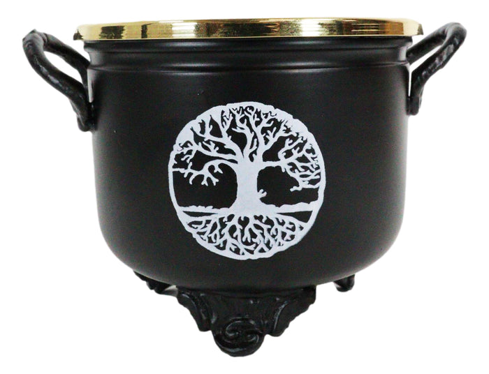 Ebros Gift Brass Grated Tray Celtic Golden Tree Of Life Imprinted Cauldron Incense Burner