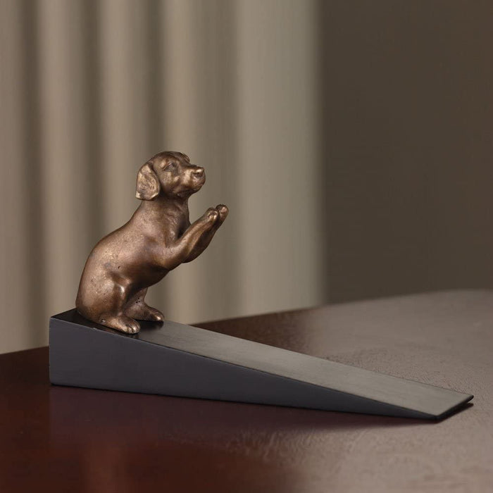 ebros gift Brass Made Adorable Begging Labrador Retriever Dog Door Stop Stopper Wedge