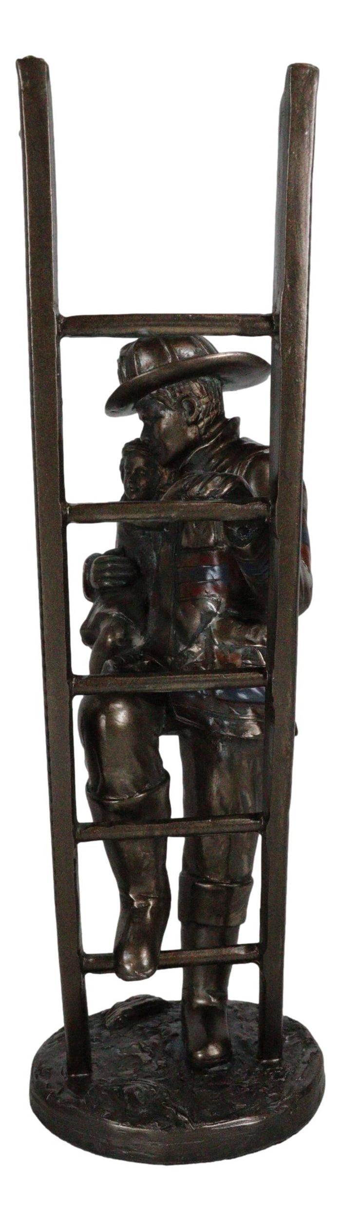 Ebros Gift Brave Fireman Fire Fighter Hero Saving Child Descending From Ladder Figurine