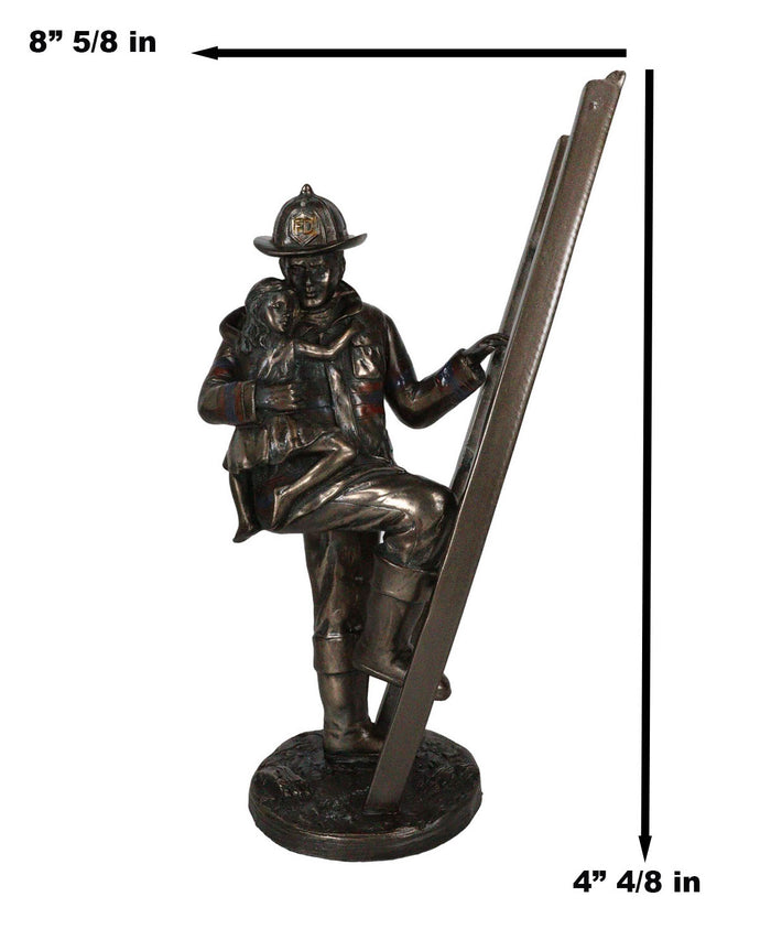 Ebros Gift Brave Fireman Fire Fighter Hero Saving Child Descending From Ladder Figurine