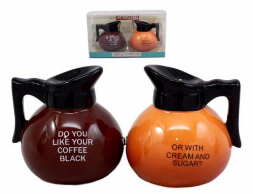 Ebros Gift Breakfast Black Or Cream Coffee Pots Salt And Pepper Shakers Ceramic Figurines