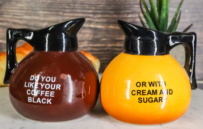 ebros gift Breakfast Black Or Cream Coffee Pots Salt And Pepper Shakers Ceramic Figurines