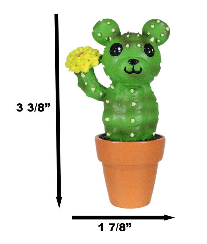 Ebros Gift Bristles Cactus Bear In A Pot Figurine Whimsical Fairy Garden Succulent Decor