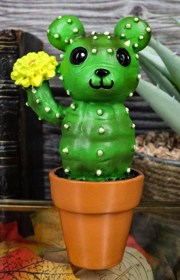 ebros gift Bristles Cactus Bear In A Pot Figurine Whimsical Fairy Garden Succulent Decor