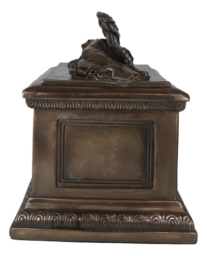 Ebros Gift Bronzed Inspirational Laurel Cross Sleeping Guardian Angel Cremation Urn Statue