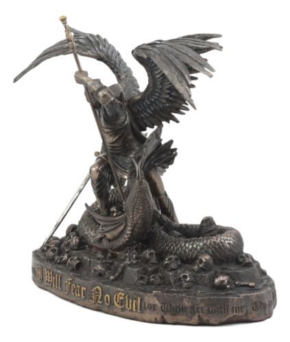 Ebros Gift Bronzed Large Saint George The Dragon Slayer Statue 10"Tall I Will Fear No Evil