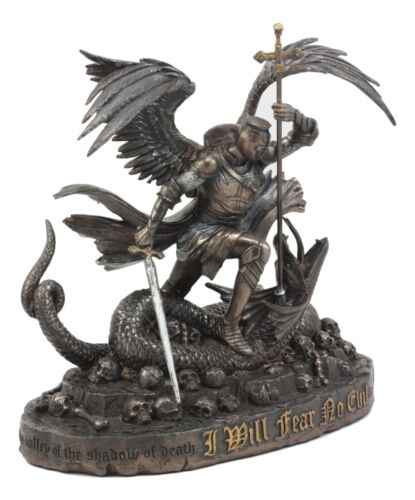Ebros Gift Bronzed Large Saint George The Dragon Slayer Statue 10"Tall I Will Fear No Evil
