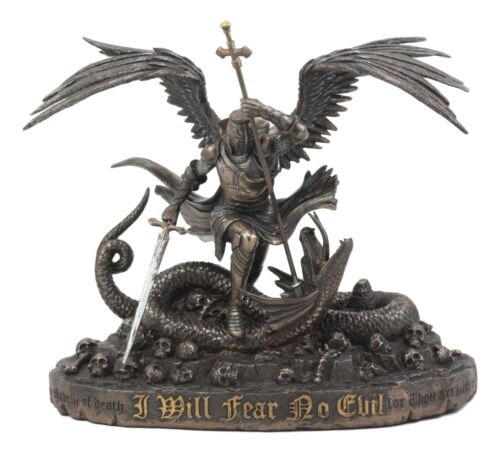 ebros gift Bronzed Large Saint George The Dragon Slayer Statue 10"Tall I Will Fear No Evil
