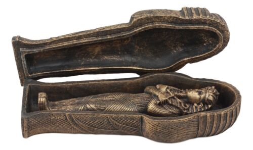 Ebros Gift Bronzed Small Ancient Egyptian Pharaoh King Tut Sarcophagus With Mummy Statue