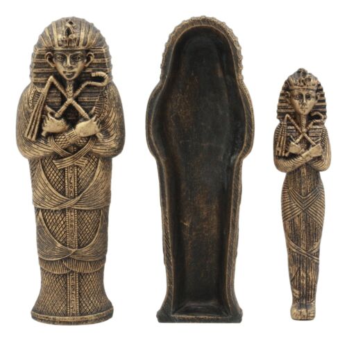 Ebros Gift Bronzed Small Ancient Egyptian Pharaoh King Tut Sarcophagus With Mummy Statue