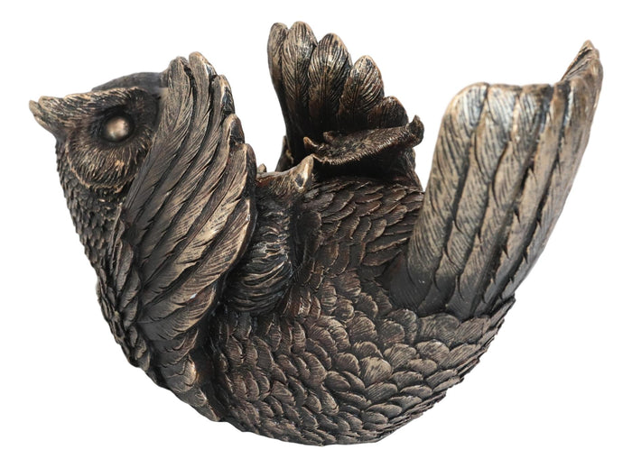 Ebros Gift Bronzed Wise Wine Great Horned Owl Wine Holder 9.25"Long Home Decor
