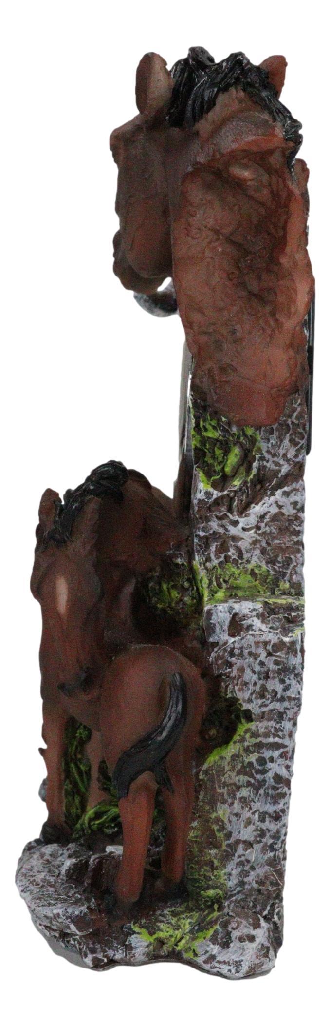 Ebros Gift Brown Chestnut Stallion Horse Mare Stallion And Foal Family Desktop Table Clock