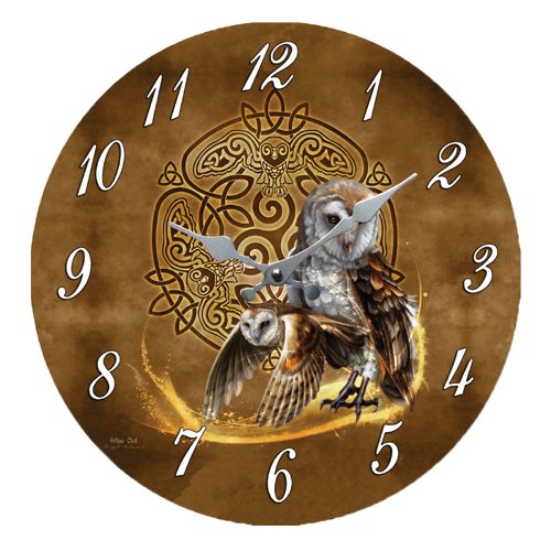 ebros gift Brown Snow Owl Celtic 13.5" Wall Clock Round Plate By Brigid Ashwood