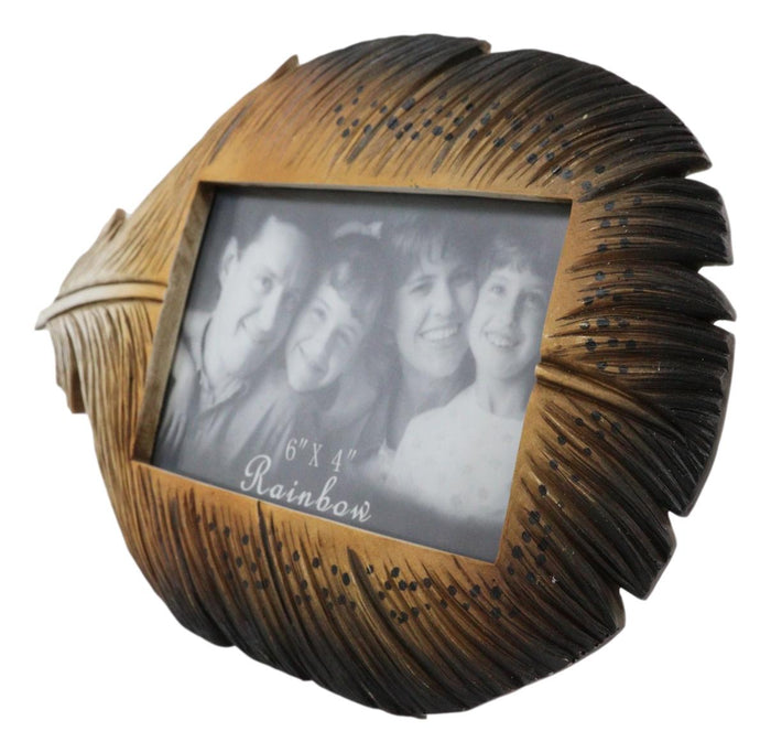 Ebros Gift Brown Southwestern Native Indian Butterfly Spotted Feather Picture Frame 4"X6"