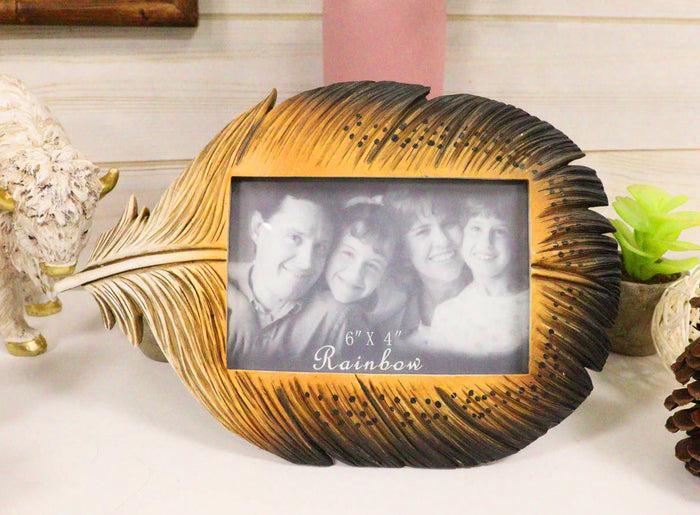 ebros gift Brown Southwestern Native Indian Butterfly Spotted Feather Picture Frame 4"X6"