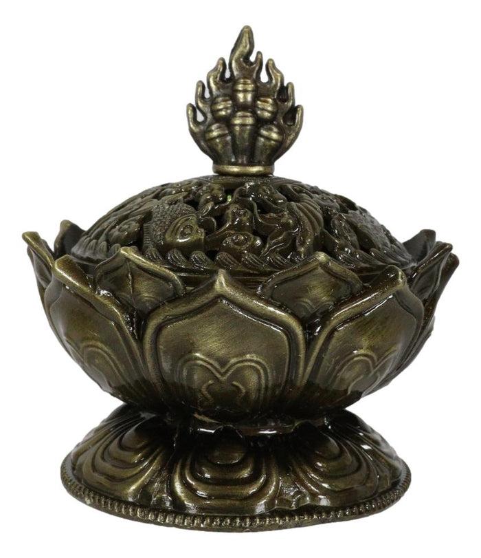 Ebros Gift Buddha Padma Lotus Incense Holder Burner Figurine Eastern Meditation Decor 4"Dia