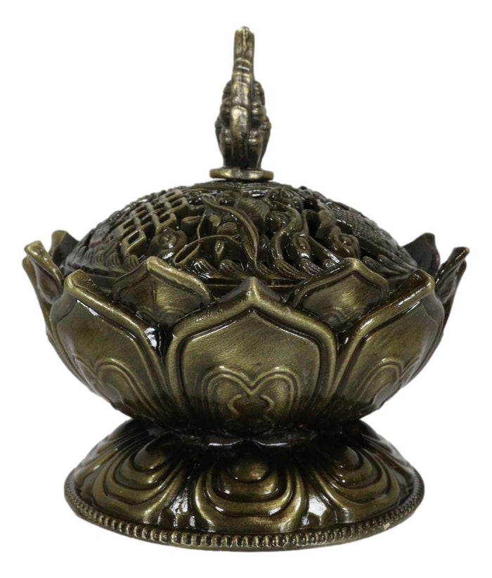Ebros Gift Buddha Padma Lotus Incense Holder Burner Figurine Eastern Meditation Decor 4"Dia