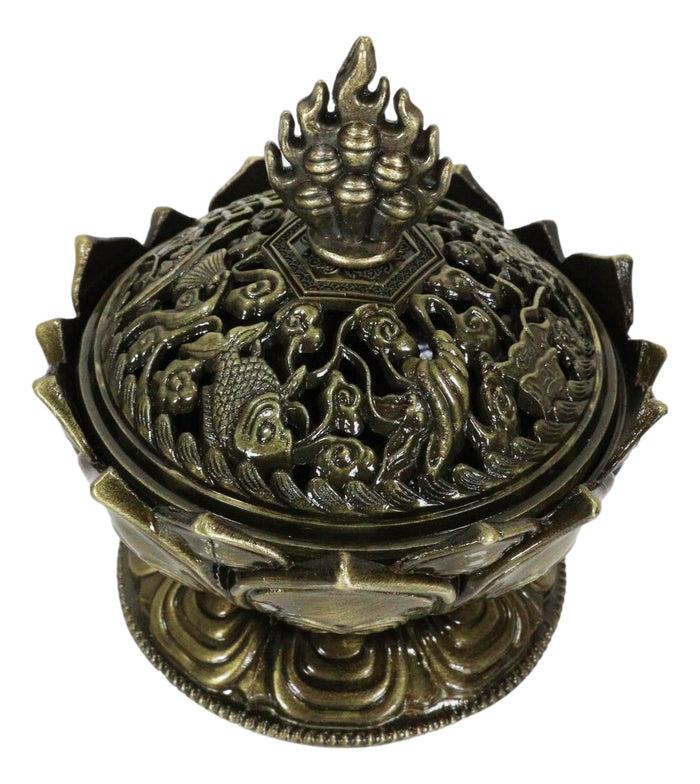 Ebros Gift Buddha Padma Lotus Incense Holder Burner Figurine Eastern Meditation Decor 4"Dia