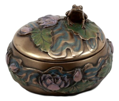 Ebros Gift Buddha Zen Frog Sitting On Lily Pad Decorative Trinket Jewelry Box Candle Holder