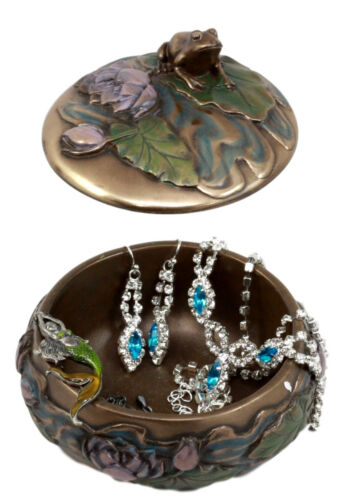 Ebros Gift Buddha Zen Frog Sitting On Lily Pad Decorative Trinket Jewelry Box Candle Holder