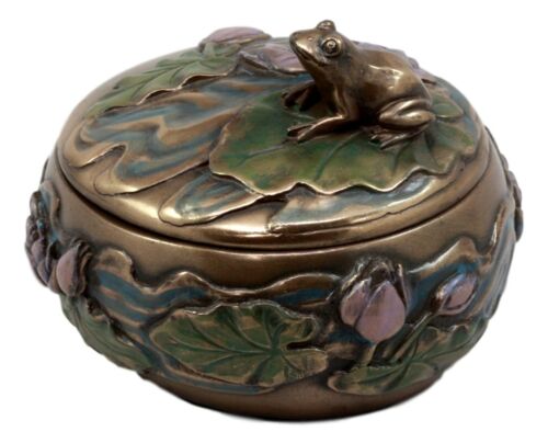 Ebros Gift Buddha Zen Frog Sitting On Lily Pad Decorative Trinket Jewelry Box Candle Holder
