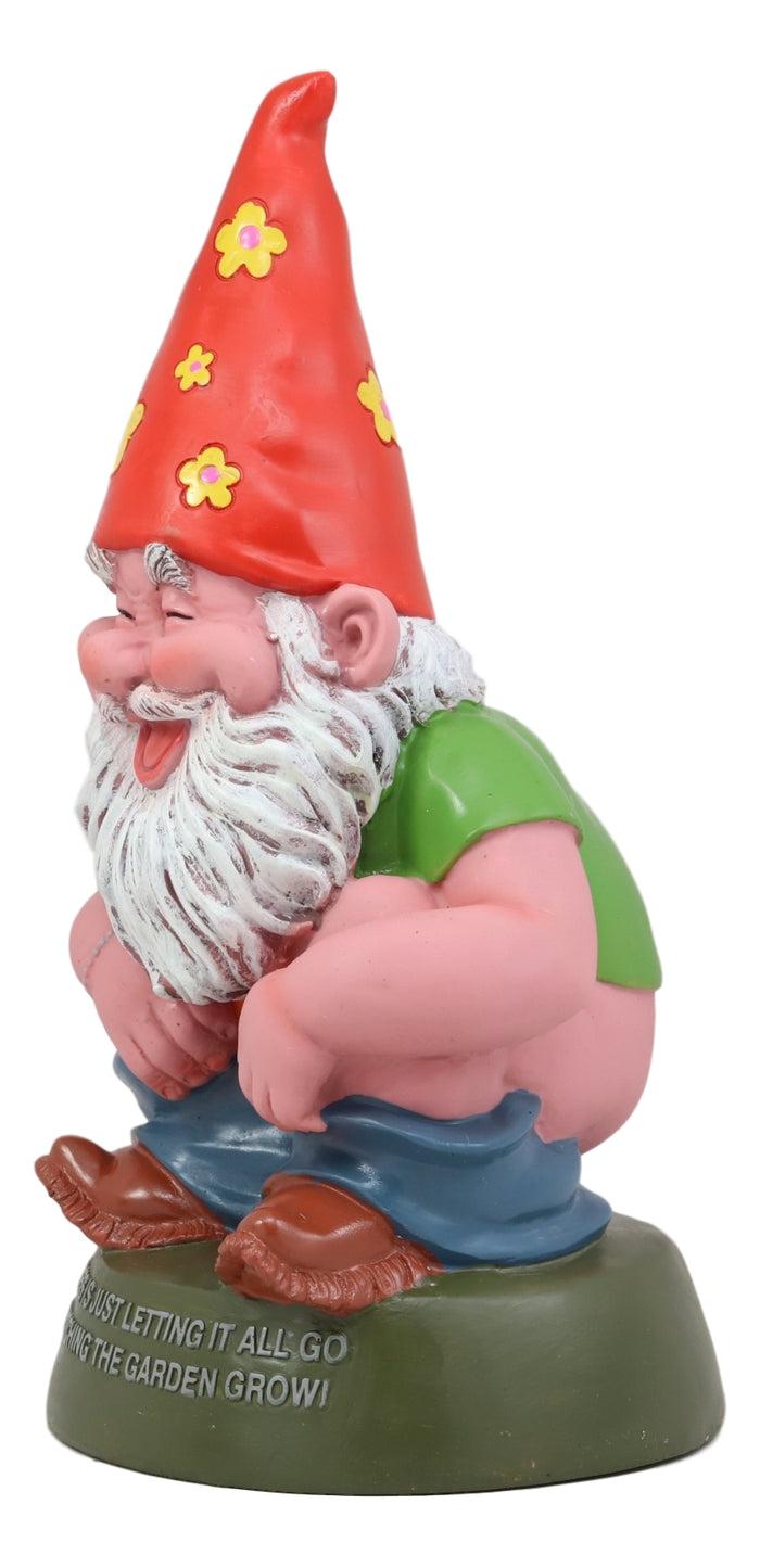 Ebros Gift Butt Naked Defecating Fertilizers Organically Pooping Hippie Gnome Statue 12"H