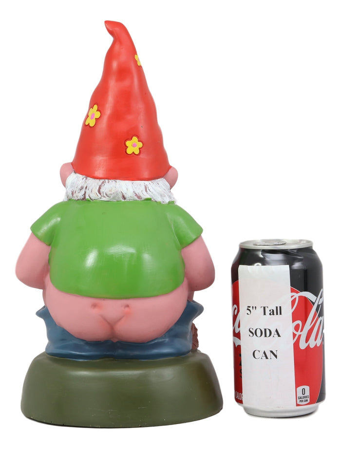 Ebros Gift Butt Naked Defecating Fertilizers Organically Pooping Hippie Gnome Statue 12"H