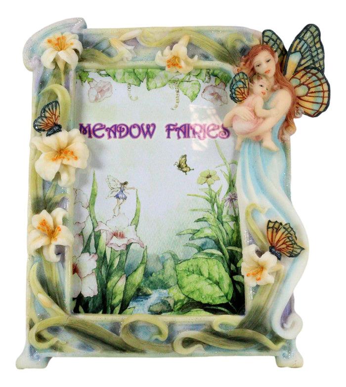 Ebros Gift Butterfly Fairy Mother Cradling Baby Fae Desktop Shelf Decorative Picture Frame