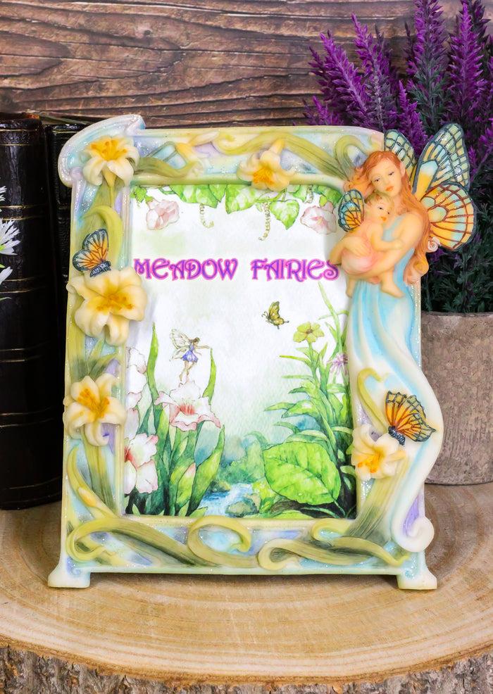 ebros gift Butterfly Fairy Mother Cradling Baby Fae Desktop Shelf Decorative Picture Frame