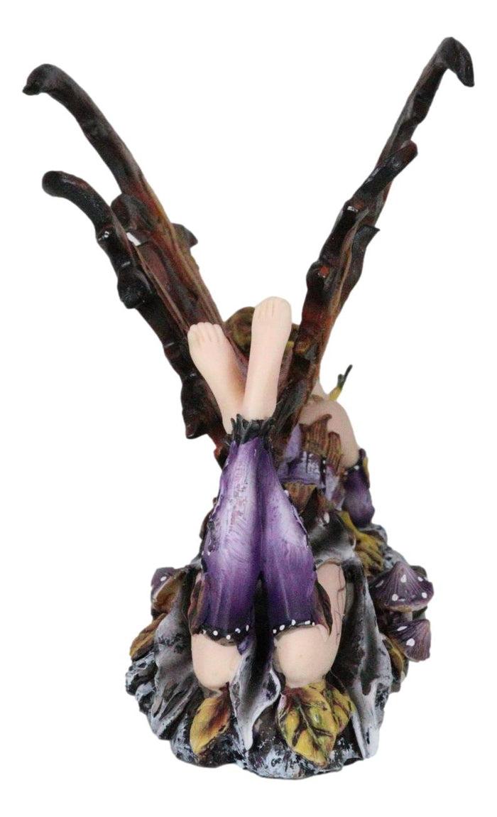 Ebros Gift Butterfly Kisses Fall Maple Leaf Fairy With Golden Butterfly Statue 6"Long