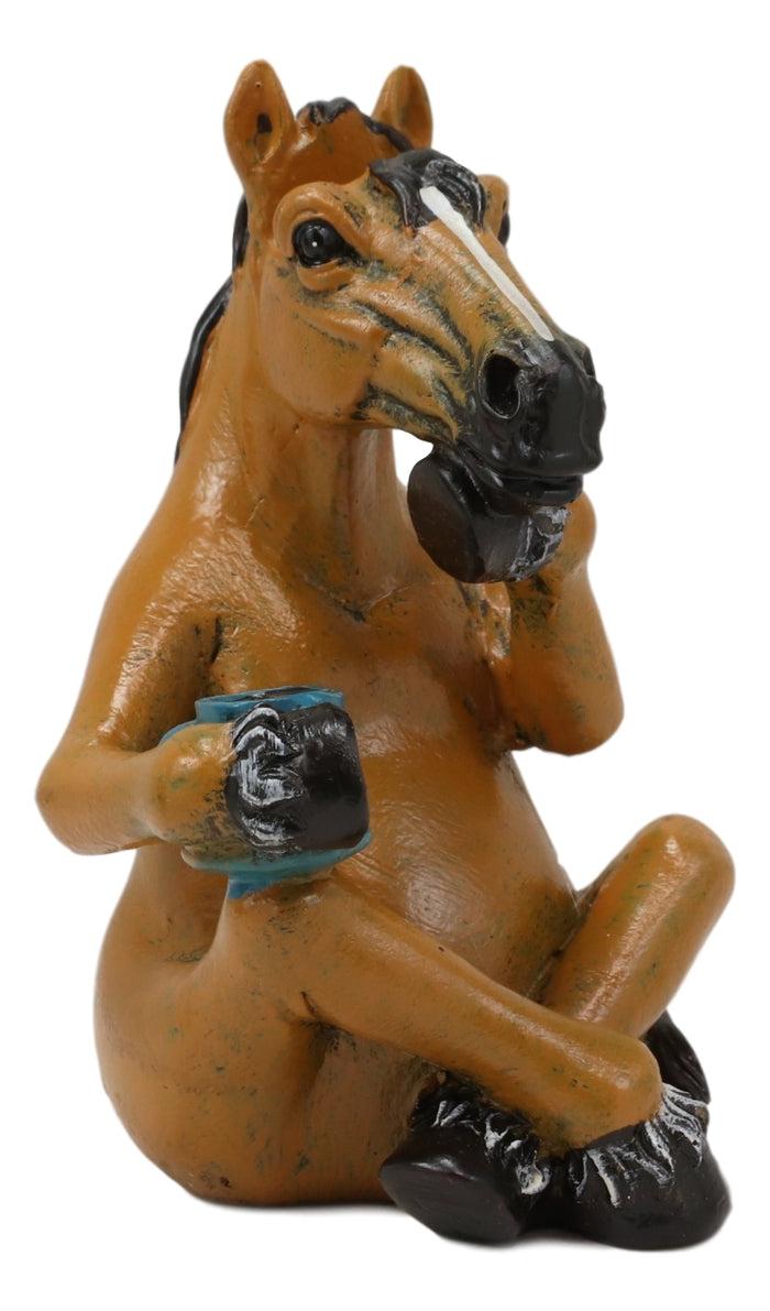 Ebros Gift Caffeine Addict Brown Horse Drinking Coffee Eyeglass Spectacle Holder Statue