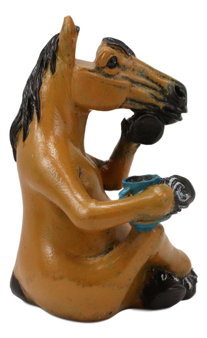 Ebros Gift Caffeine Addict Brown Horse Drinking Coffee Eyeglass Spectacle Holder Statue