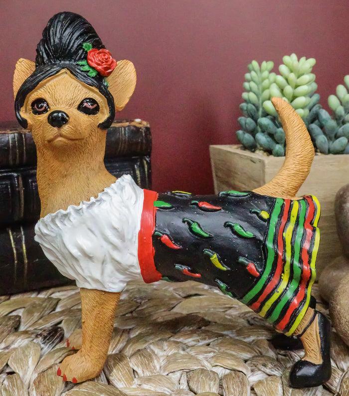 ebros gift Caliente Senorita Chihuahua Dog With Traditional Chili Peppers Dress Figurine