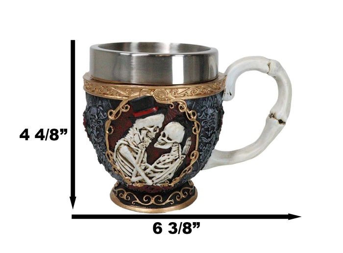 Ebros Gift Cameo Skeletons Bridal Couple Love Never Dies Wedding Scrollwork Tea Cup Mug